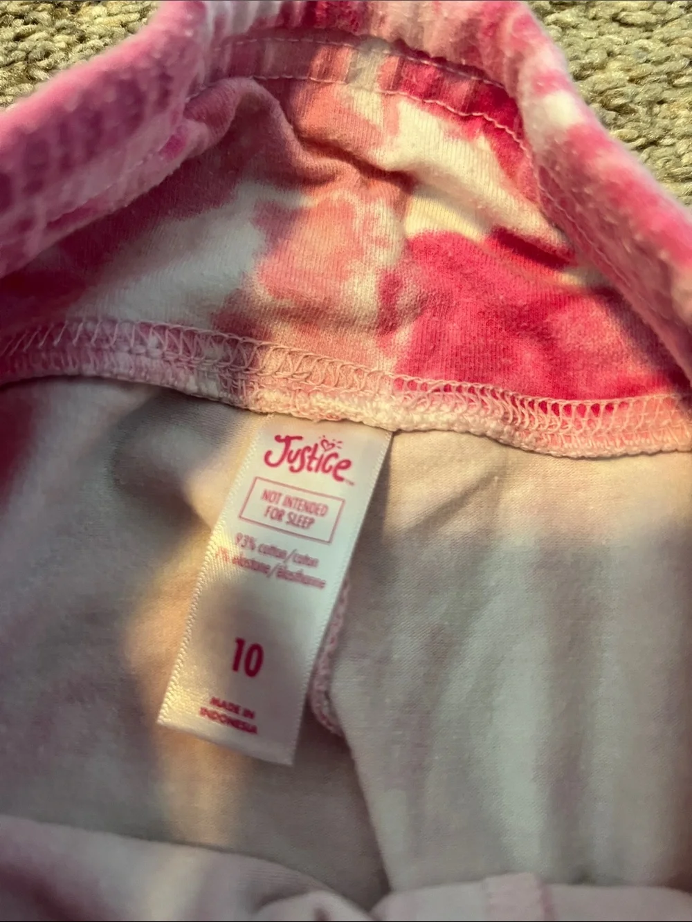 Justice Pink & White Tie-Dye Capri Leggings